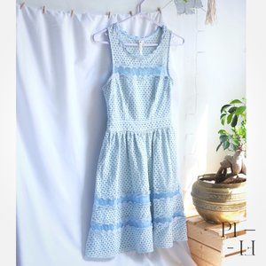 Adorable pale blue lace summer dress sheer parts